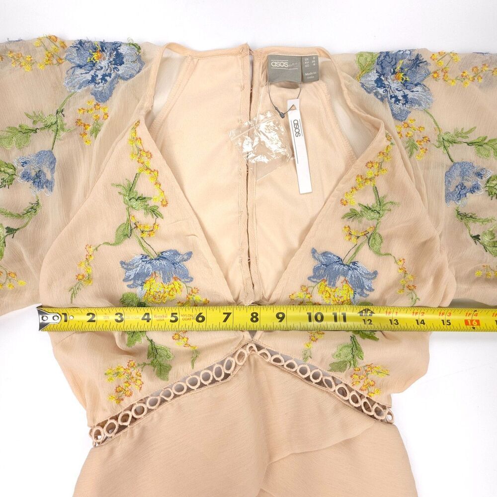 NWT ASOS Hi-Low Chiffon Floral Embroidered Maxi Dress Angelic Romantic Ethereal - Picture 4 of 7
